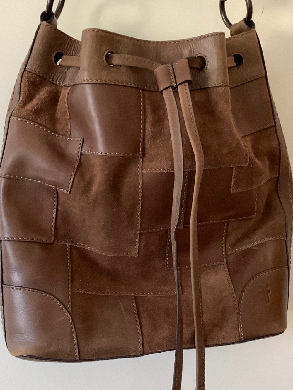Frye Patchwork Leather Cognac Hobo Bag
